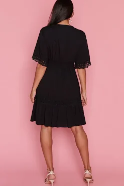 Lorraine Designs Fit & Flare Dresses | Knee Length Dresses*Niki Black Lace Trim Dress