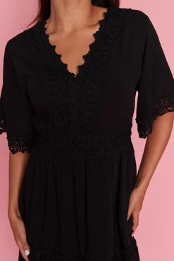 Lorraine Designs Fit & Flare Dresses | Knee Length Dresses*Niki Black Lace Trim Dress