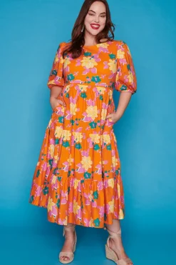 Ebby & I Casual Dresses | Fit & Flare Dresses*Noa Orange Botanics Dress