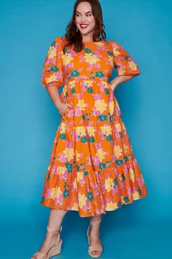 Ebby & I Casual Dresses | Fit & Flare Dresses*Noa Orange Botanics Dress
