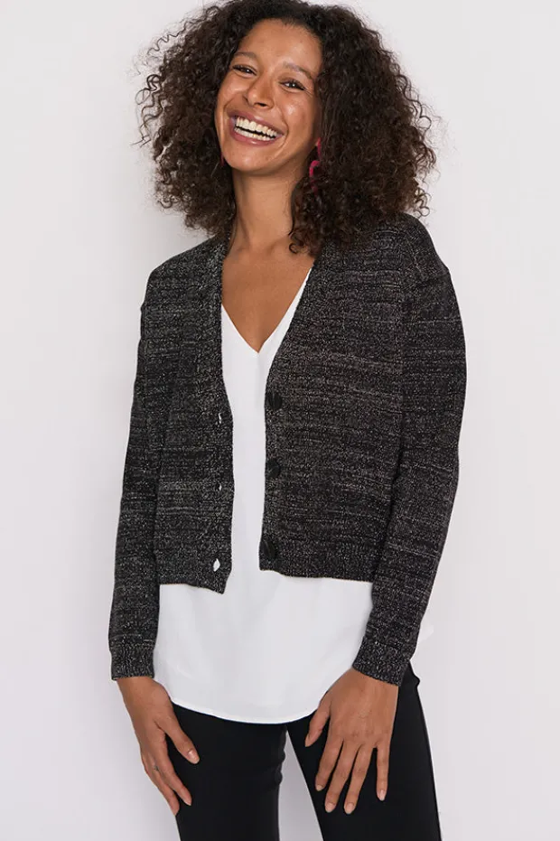 Lorraine Designs Knits & Cardigans*Norma Black Gold Lurex Cardigan