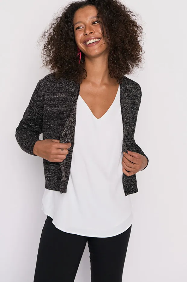 Lorraine Designs Knits & Cardigans*Norma Black Gold Lurex Cardigan