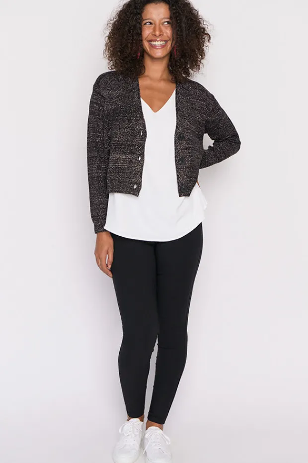 Lorraine Designs Knits & Cardigans*Norma Black Gold Lurex Cardigan