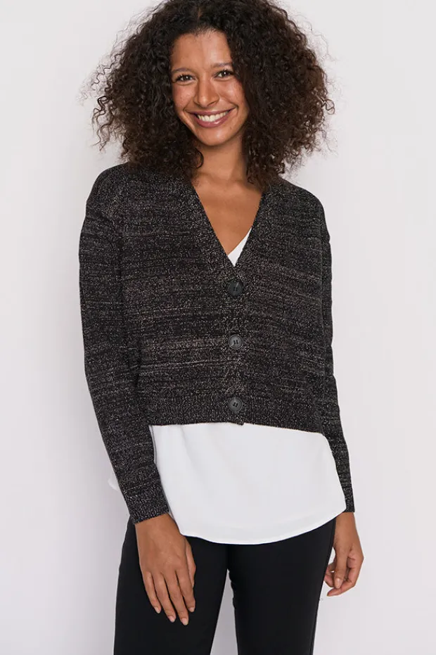Lorraine Designs Knits & Cardigans*Norma Black Gold Lurex Cardigan