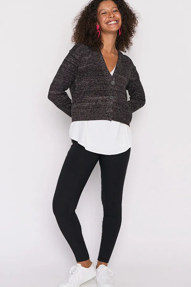 Lorraine Designs Knits & Cardigans*Norma Black Gold Lurex Cardigan