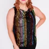 Lorraine Designs Tops*Olive Stripe Sequins Top