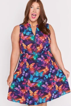 Lorraine Designs Fit & Flare Dresses | Knee Length Dresses*Oscar Butterfly Rainbow Dress