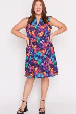 Lorraine Designs Fit & Flare Dresses | Knee Length Dresses*Oscar Butterfly Rainbow Dress
