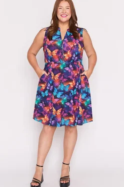 Lorraine Designs Fit & Flare Dresses | Knee Length Dresses*Oscar Butterfly Rainbow Dress