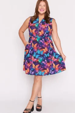 Lorraine Designs Fit & Flare Dresses | Knee Length Dresses*Oscar Butterfly Rainbow Dress