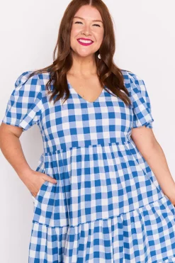 Lorraine Designs Loose Dresses | Casual Dresses*Percy Cobalt Gingham Dress