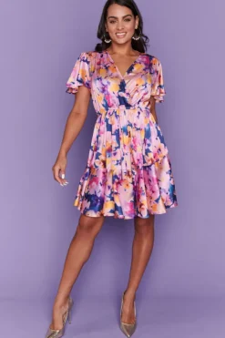 Lorraine Designs Cocktail Dresses | Fit & Flare Dresses*Peyton Watercolour Rose Party Dress