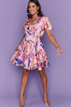 Lorraine Designs Cocktail Dresses | Fit & Flare Dresses*Peyton Watercolour Rose Party Dress