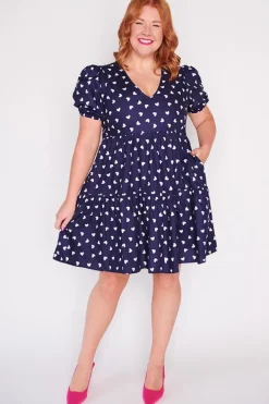 Lorraine Designs Casual Dresses | Shift Dresses*Phoebe Navy & White Hearts Dress