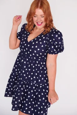 Lorraine Designs Casual Dresses | Shift Dresses*Phoebe Navy & White Hearts Dress