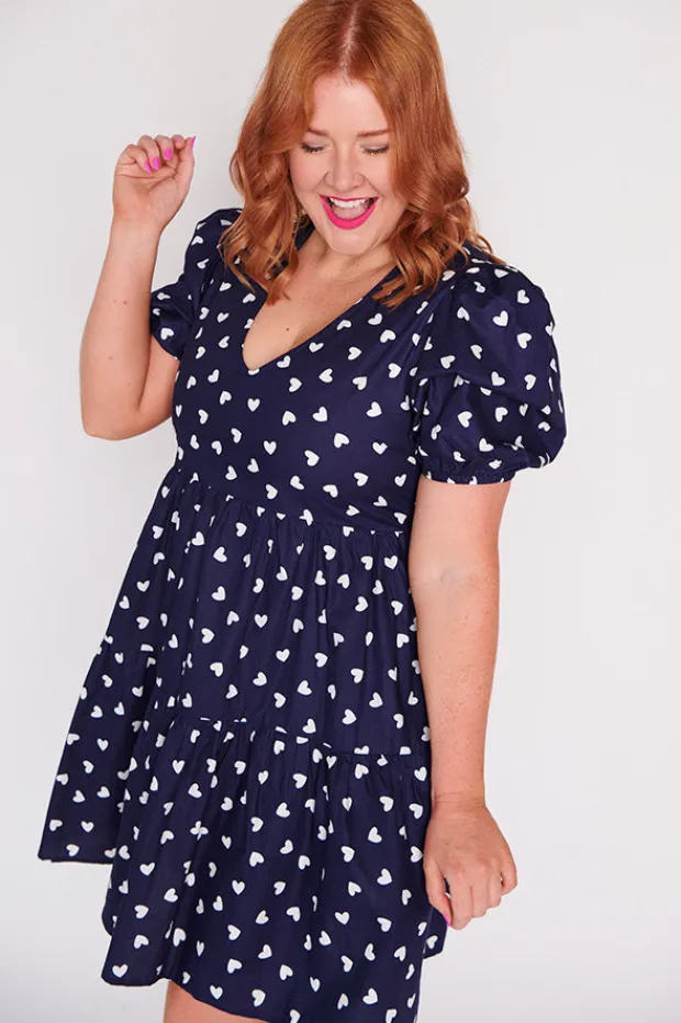 Lorraine Designs Casual Dresses | Shift Dresses*Phoebe Navy & White Hearts Dress
