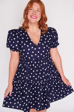 Lorraine Designs Casual Dresses | Shift Dresses*Phoebe Navy & White Hearts Dress