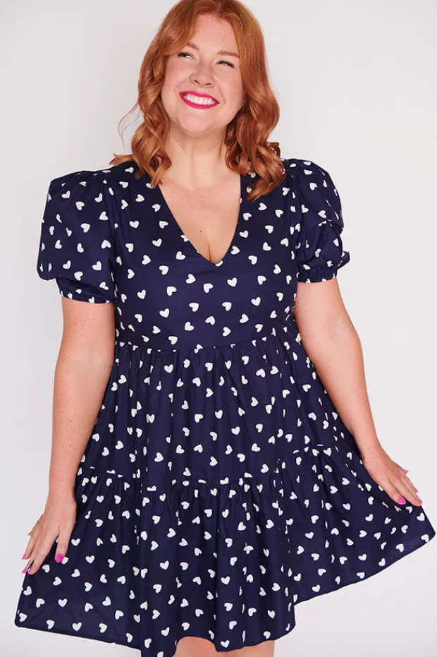 Lorraine Designs Casual Dresses | Shift Dresses*Phoebe Navy & White Hearts Dress