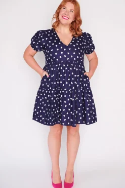Lorraine Designs Casual Dresses | Shift Dresses*Phoebe Navy & White Hearts Dress