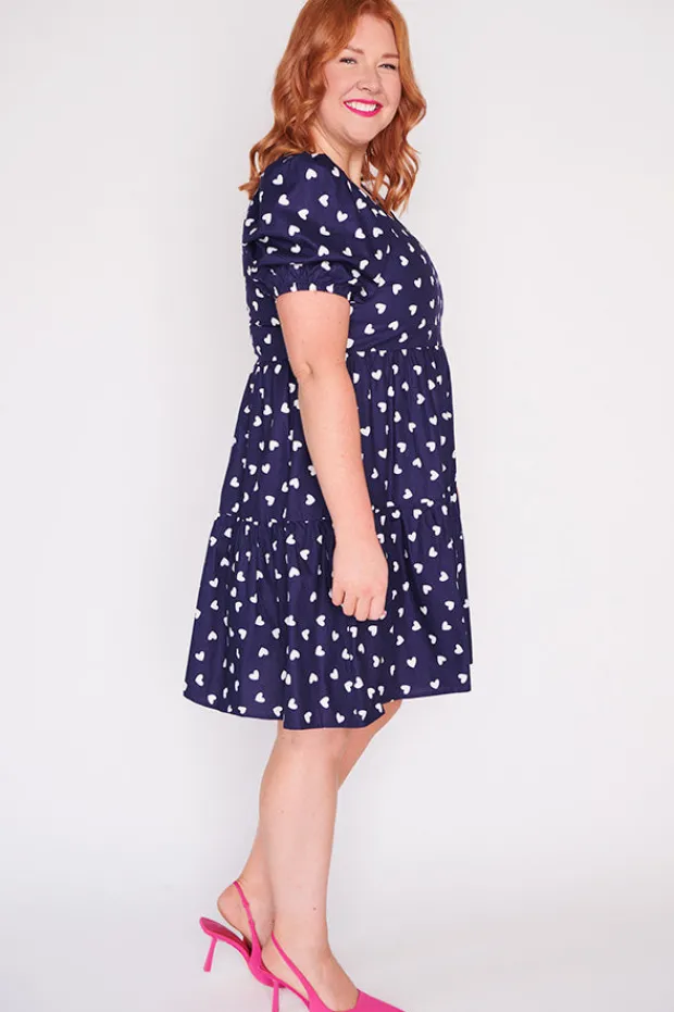 Lorraine Designs Casual Dresses | Shift Dresses*Phoebe Navy & White Hearts Dress