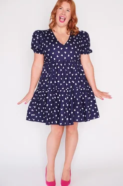 Lorraine Designs Casual Dresses | Shift Dresses*Phoebe Navy & White Hearts Dress