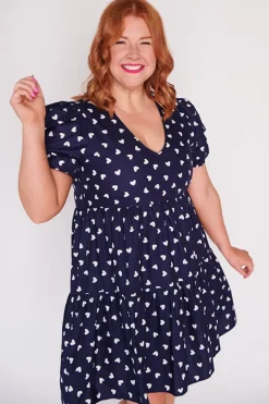 Lorraine Designs Casual Dresses | Shift Dresses*Phoebe Navy & White Hearts Dress