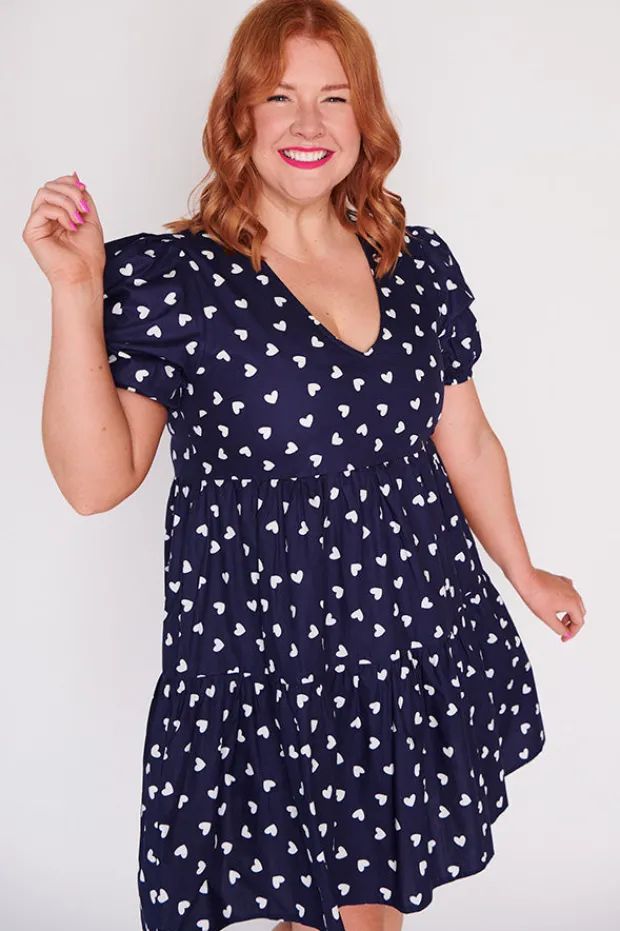 Lorraine Designs Casual Dresses | Shift Dresses*Phoebe Navy & White Hearts Dress
