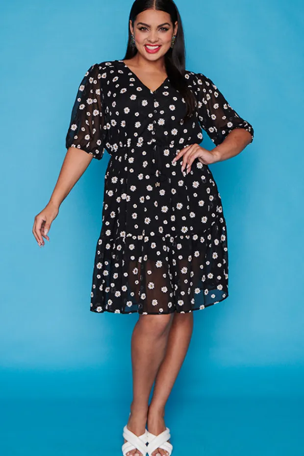White Closet Casual Dresses | Fit & Flare Dresses*Pixie Chiffon Daisies Dress