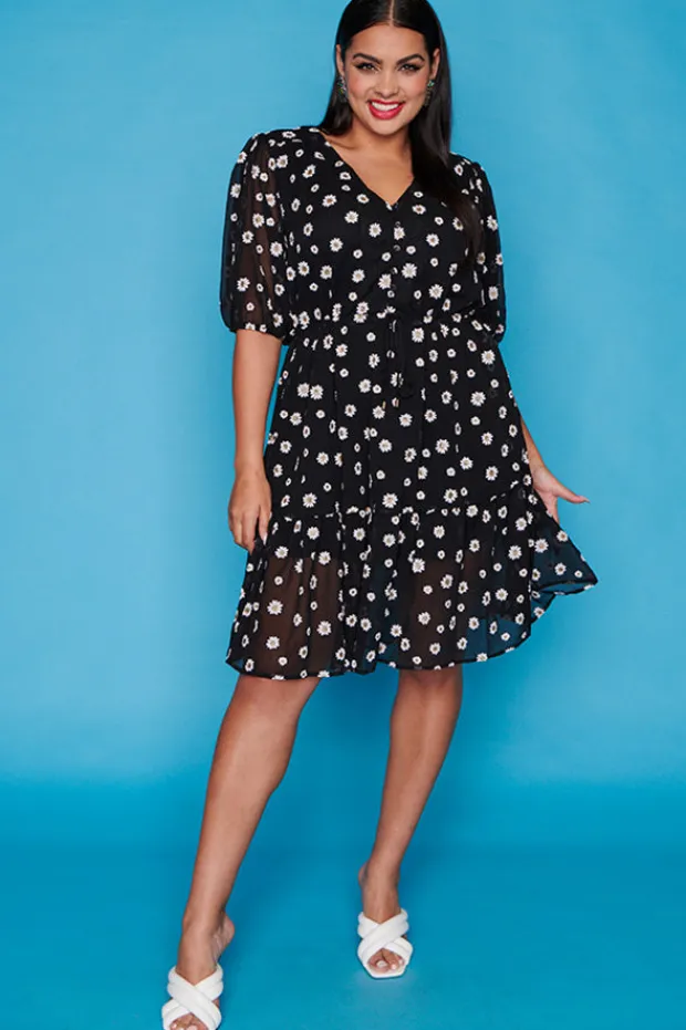 White Closet Casual Dresses | Fit & Flare Dresses*Pixie Chiffon Daisies Dress