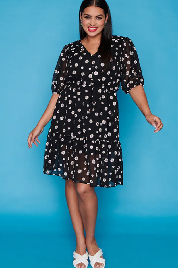 White Closet Casual Dresses | Fit & Flare Dresses*Pixie Chiffon Daisies Dress