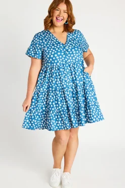 Lorraine Designs Shirt Dresses | Shift Dresses*Popping Blue Sweet Daisy Dress