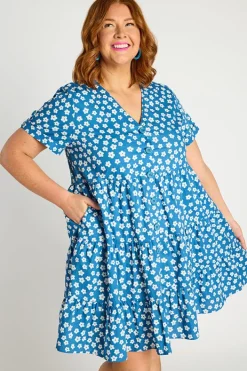 Lorraine Designs Shirt Dresses | Shift Dresses*Popping Blue Sweet Daisy Dress