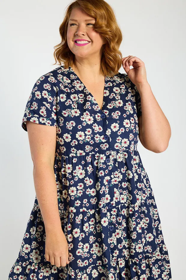 Lorraine Designs Shirt Dresses | Shift Dresses*Popping Navy Daisy Dress
