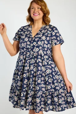 Lorraine Designs Shirt Dresses | Shift Dresses*Popping Navy Daisy Dress