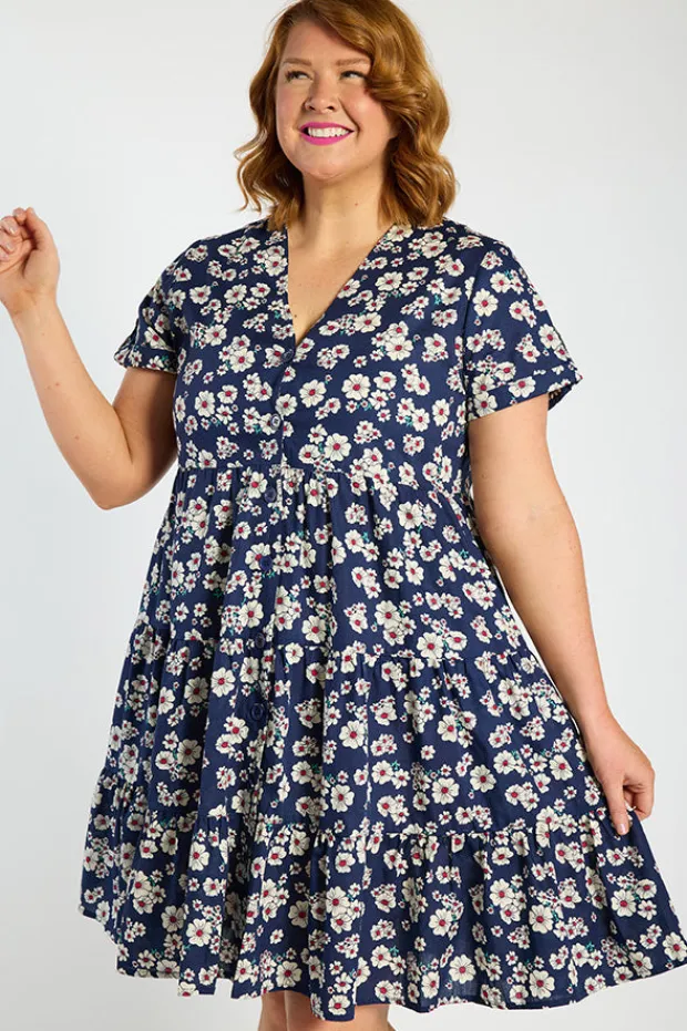 Lorraine Designs Shirt Dresses | Shift Dresses*Popping Navy Daisy Dress