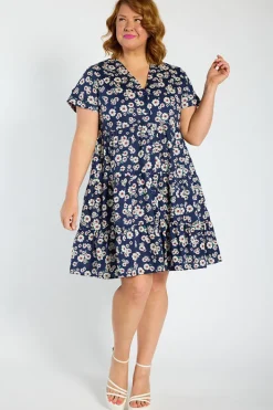 Lorraine Designs Shirt Dresses | Shift Dresses*Popping Navy Daisy Dress