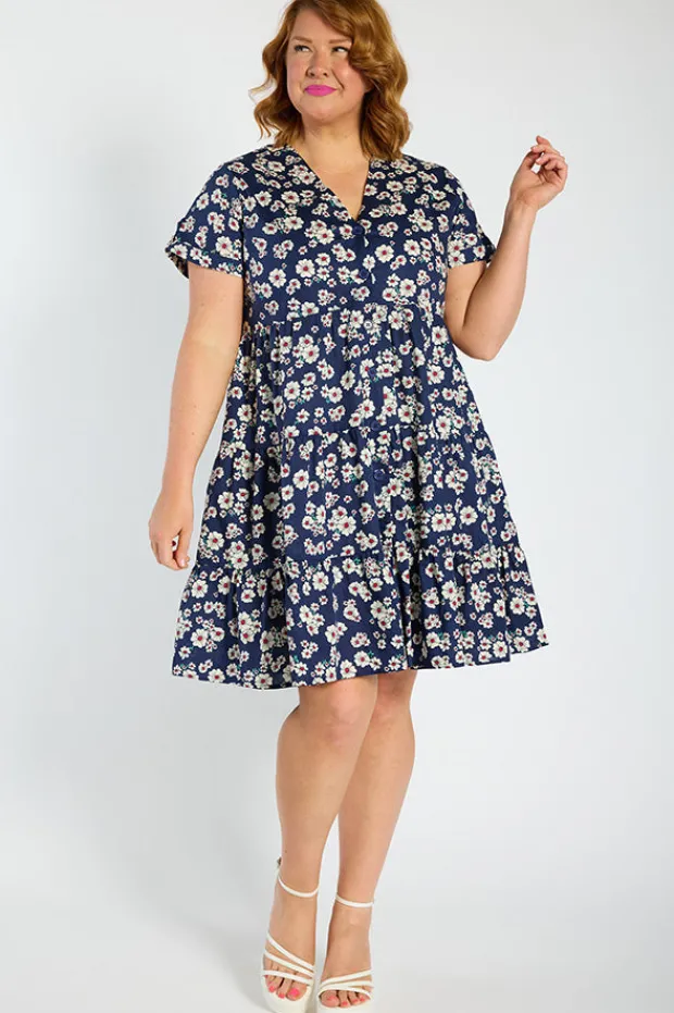 Lorraine Designs Shirt Dresses | Shift Dresses*Popping Navy Daisy Dress