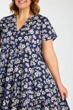 Lorraine Designs Shirt Dresses | Shift Dresses*Popping Navy Daisy Dress