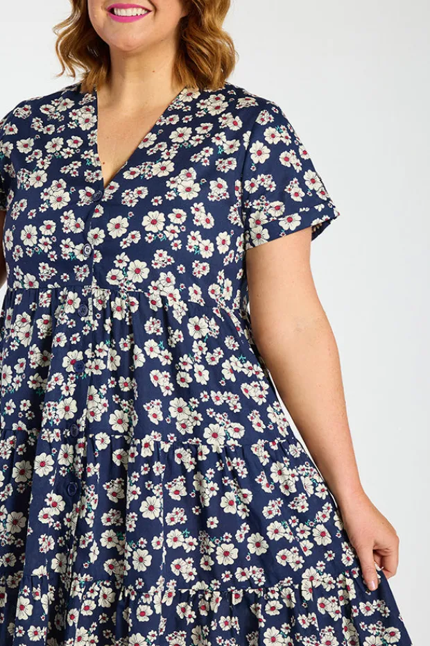 Lorraine Designs Shirt Dresses | Shift Dresses*Popping Navy Daisy Dress