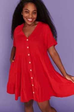 Lorraine Designs Casual Dresses | Shirt Dresses*Poppy Red Dress