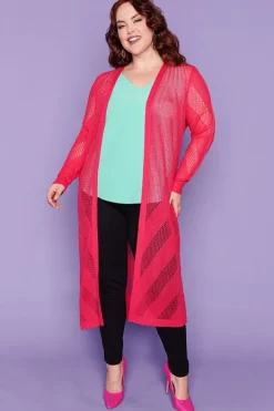 Layo Knits & Cardigans*Renu Hot Pink Long Cardi