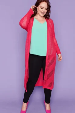 Layo Knits & Cardigans*Renu Hot Pink Long Cardi