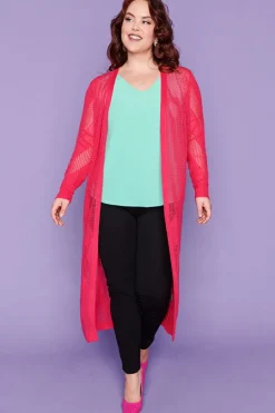 Layo Knits & Cardigans*Renu Hot Pink Long Cardi