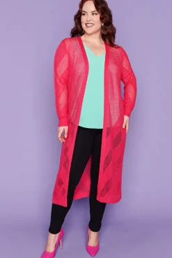 Layo Knits & Cardigans*Renu Hot Pink Long Cardi