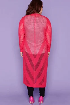Layo Knits & Cardigans*Renu Hot Pink Long Cardi