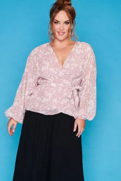 Lorraine Designs Tops*Rhapsody Blush Leaves Wrap Top