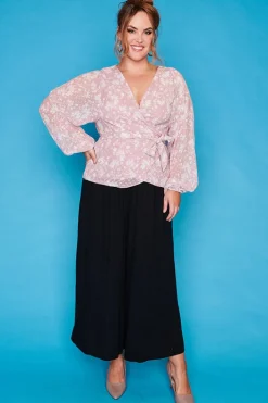 Lorraine Designs Tops*Rhapsody Blush Leaves Wrap Top