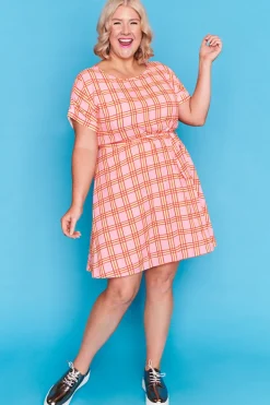 Lorraine Designs Casual Dresses | Fit & Flare Dresses*Rosalie Pink Check Dress
