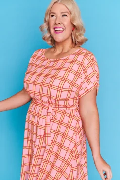 Lorraine Designs Casual Dresses | Fit & Flare Dresses*Rosalie Pink Check Dress