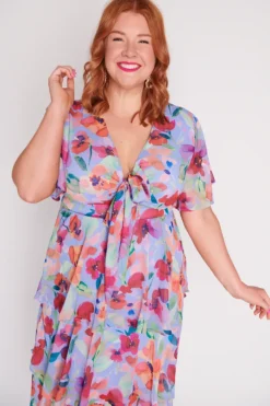 Lorraine Designs Cocktail Dresses | Midi Dresses*Rowen Whimsical Water Colour Dress